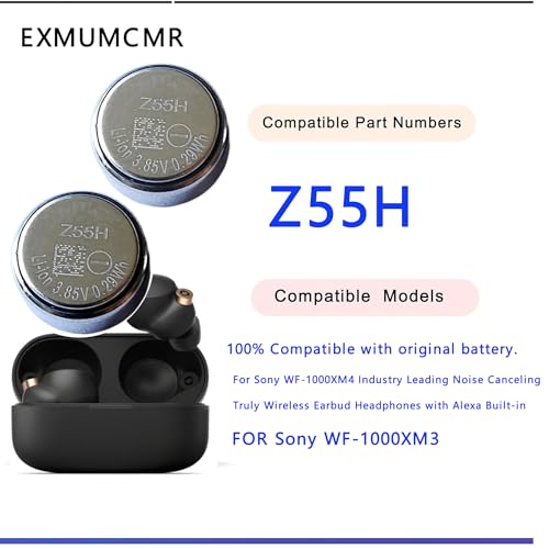 EXMUMCMR حزمة 2X بطارية Z55H 3.85V 70mAh بديلة لسماعات سوني WF1000XM4 WF-1000XM4 الرائدة في الصناعة لإلغاء الضوضاء سماعات أذن لاسلكية حقيقية + أدوات - Image 4