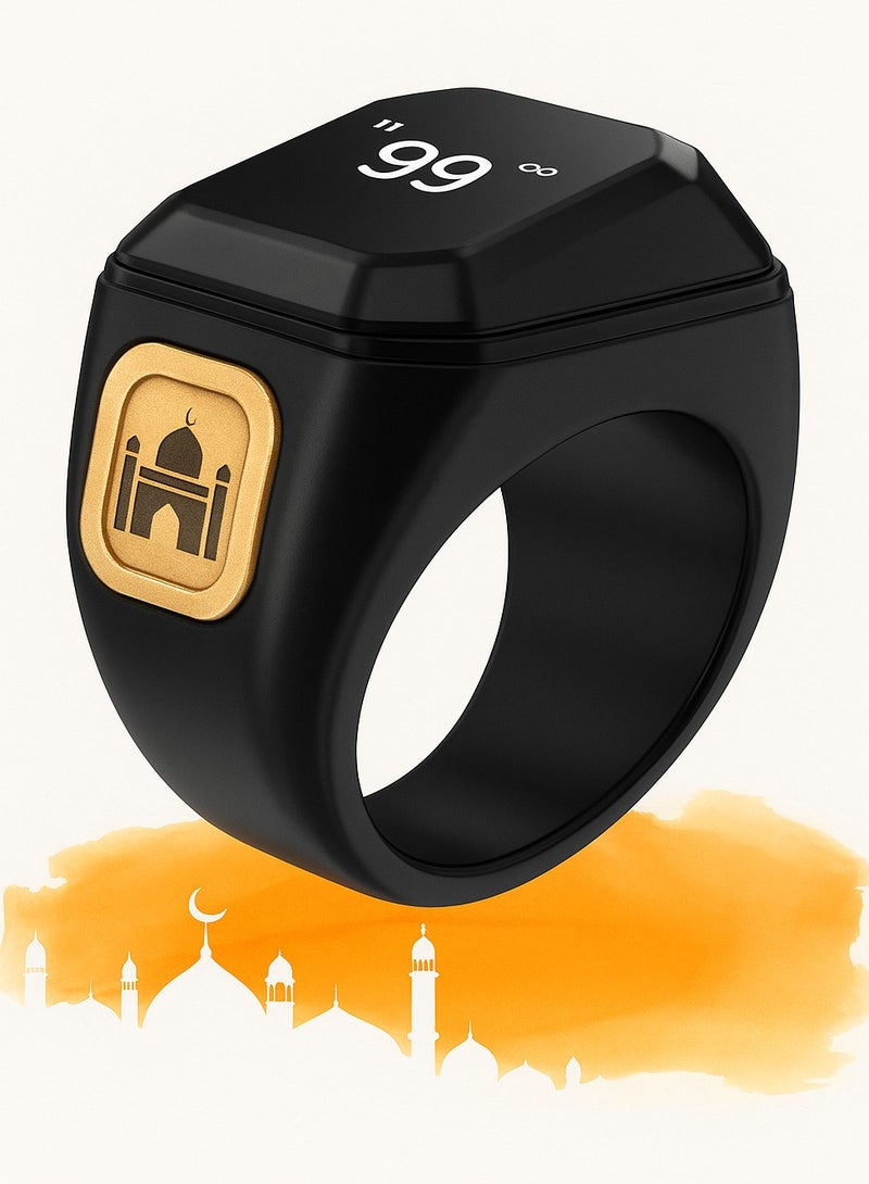 BSTWSH Smart Zikr Ring 18mm – Digital Tasbih Counter with OLED Display, Bluetooth App, Vibration Alerts, Step Tracker - Image 1