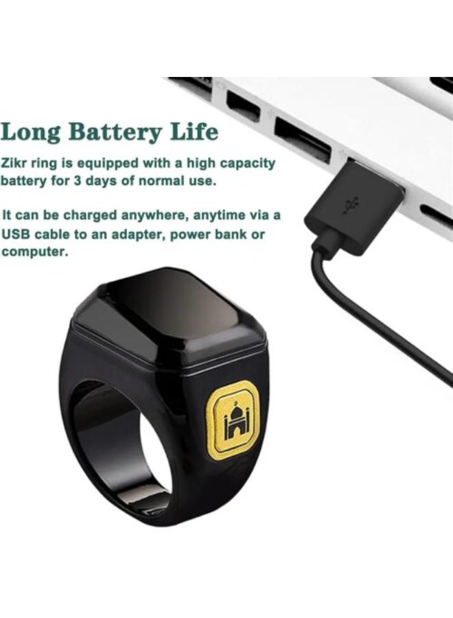 BSTWSH Smart Zikr Ring 18mm – Digital Tasbih Counter with OLED Display, Bluetooth App, Vibration Alerts, Step Tracker - Image 3