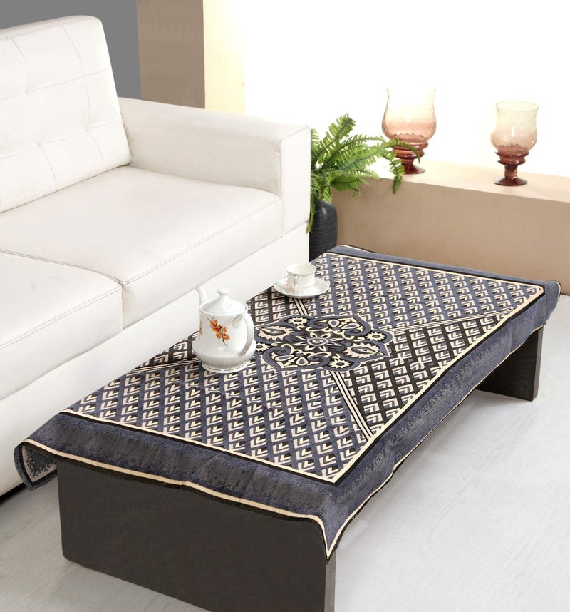 Nendle Jacquard Weaved Velvet Sofa Center Table Cover for 4 Seater (Grey, Standard) - Image 4