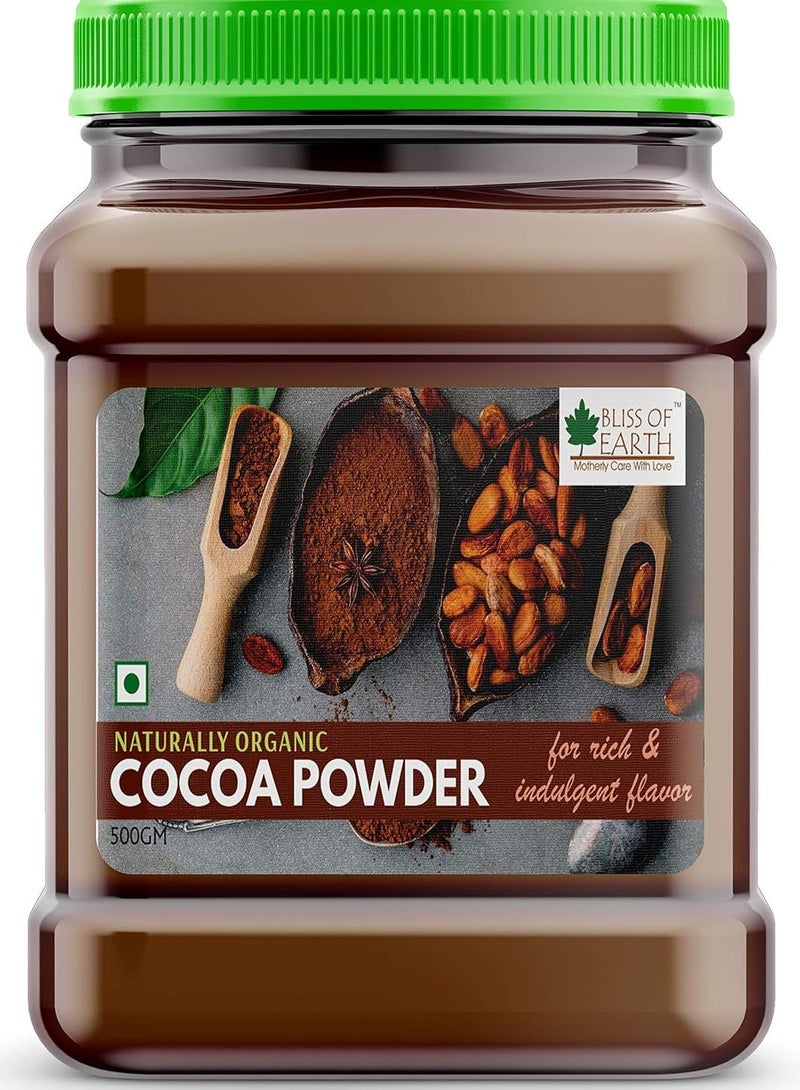 BLISS OF EARTH 500g Alkalized Dark Cocoa Powder for Chocolate Cake, Baking & Chocolate Drink, Unsweetened - Image 1