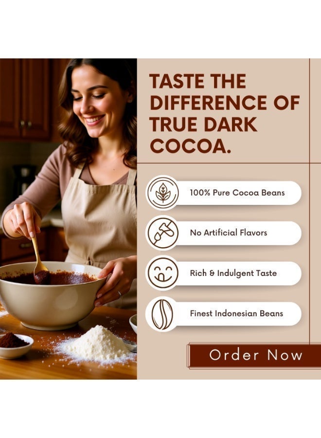 BLISS OF EARTH 500g Alkalized Dark Cocoa Powder for Chocolate Cake, Baking & Chocolate Drink, Unsweetened - Image 4