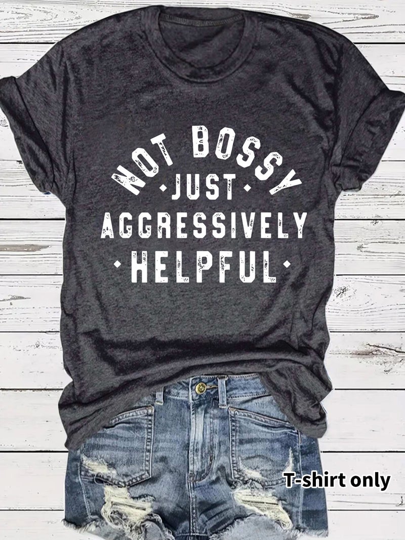 Aggressively Helpful Fashion Loose Casual Short Sleeve Round Neck T-Shirt Women - Image 1