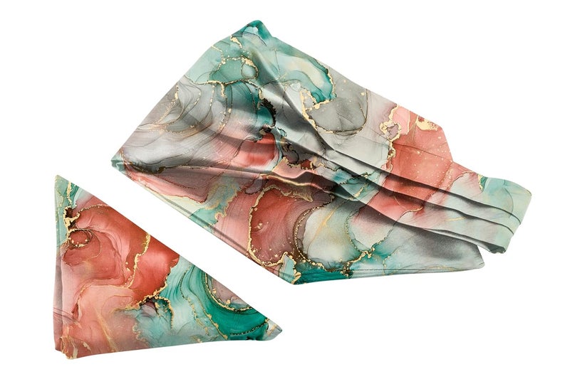 BLACKSMITH Jacquard Microfiber Neckwear Ascot and Matching Pocket Square Set for Men - Image 1