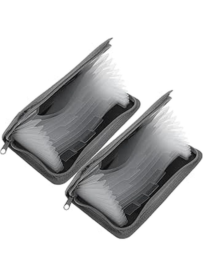 A6 Expanding File Folder 2pcs Gray Edging Multi Grid Organizer For Office Home - Image 1