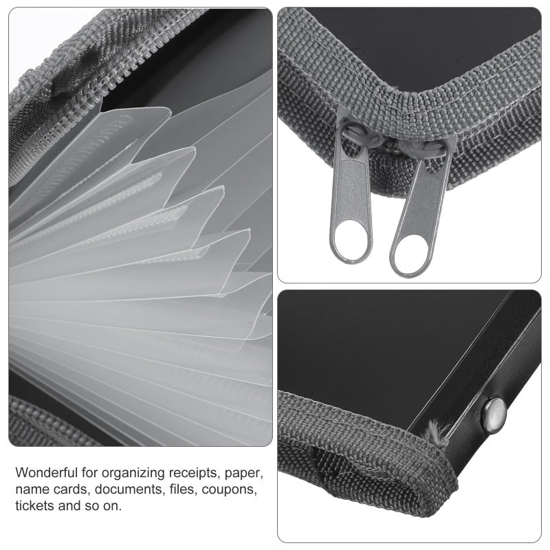 A6 Expanding File Folder 2pcs Gray Edging Multi Grid Organizer For Office Home - Image 4