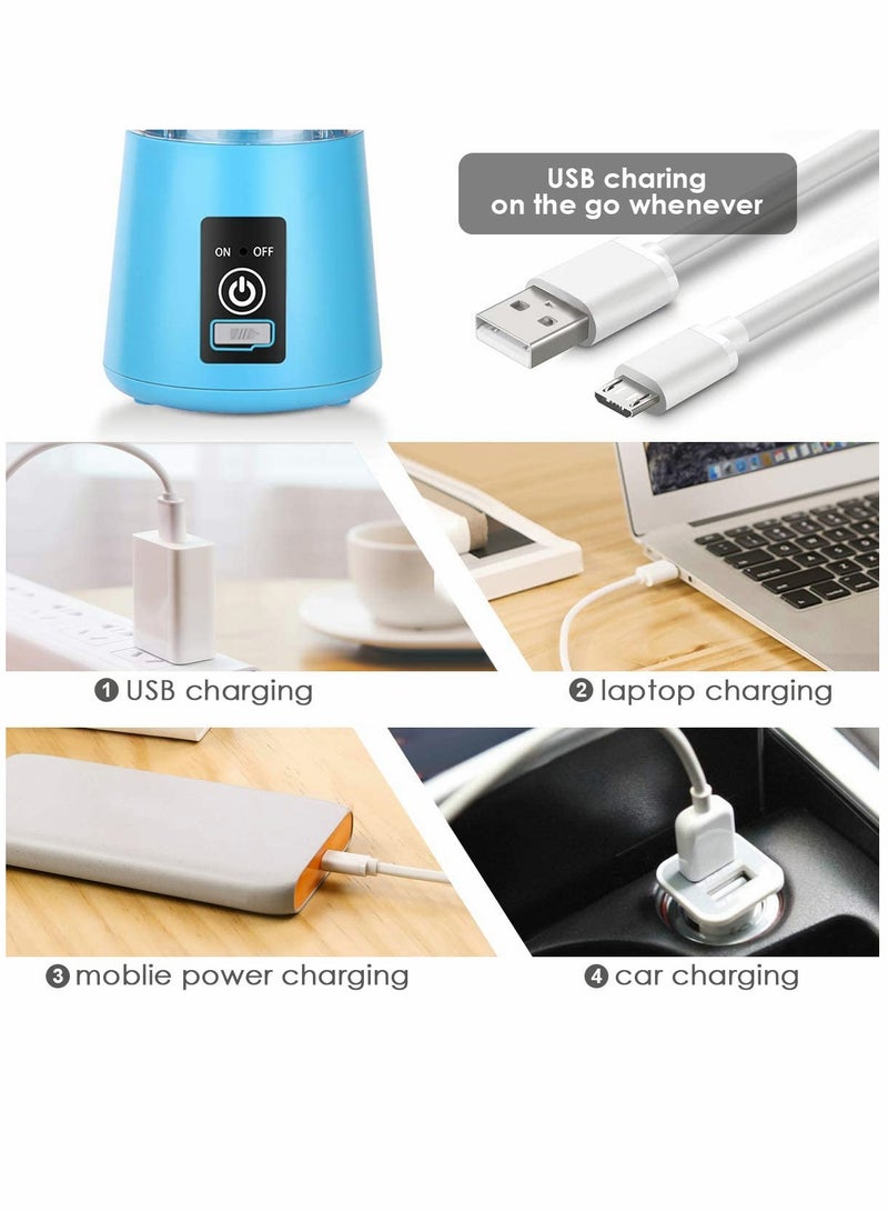 KASTWAVE Portable Blender, Personal Blender for Shakes and Smoothies Personal Size Blenders with USB Rechargeable Mini Fruit Juice Mixer Mini Juicer Smoothie Blender Bottles Travel 400ML Blue - Image 3