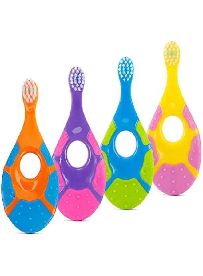 Baby Toothbrush for 0-2 Years, Safe and Sturdy, Toddler Oral Care Teether Brush, Extra Soft Bristle for Baby Teeth and Infant Gums, Dentist Recommended (4-Pack) - Image 1