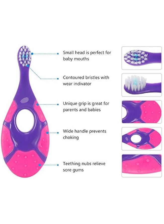 Baby Toothbrush for 0-2 Years, Safe and Sturdy, Toddler Oral Care Teether Brush, Extra Soft Bristle for Baby Teeth and Infant Gums, Dentist Recommended (4-Pack) - Image 3