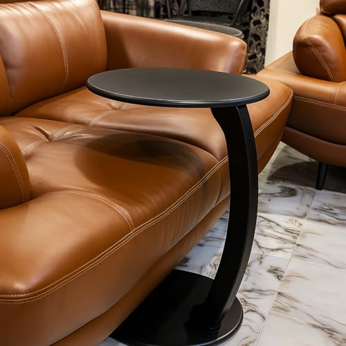 POSHIO® POSHIO C-Shaped Side Table for Sofa & Bed – Matte Finish, Slide-Under Design, Easy 3-Piece Assembly, Ideal for Laptop, Coffee & Home Decor | Neatly Finished (38x58cms) (1, Black (Matte)) - Image 1