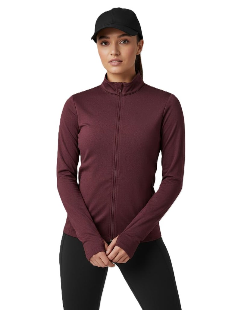 pump'd PUMPD Women's Jacket| Slim Fit|Thumb Hole Open Sleeve|With zipper|Perfect for workout|DARK BROWN|L - Image 5