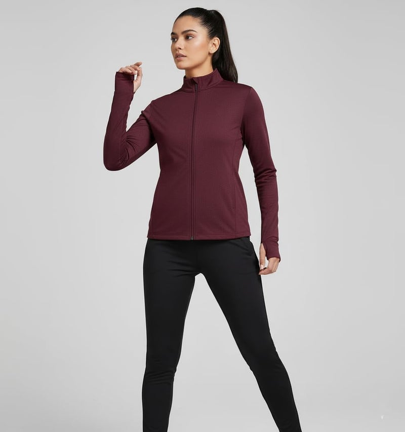 pump'd PUMPD Women's Jacket| Slim Fit|Thumb Hole Open Sleeve|With zipper|Perfect for workout|DARK BROWN|L - Image 2