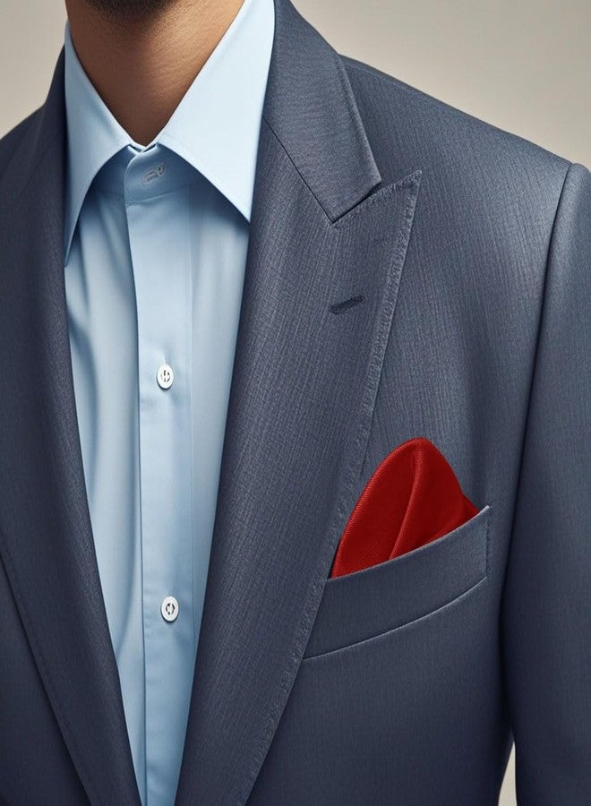 BEWDIO Satin Pocket Squares for Men, Solid Red Boys Handkerchiefs for Wedding Party (62-15M) - Image 5