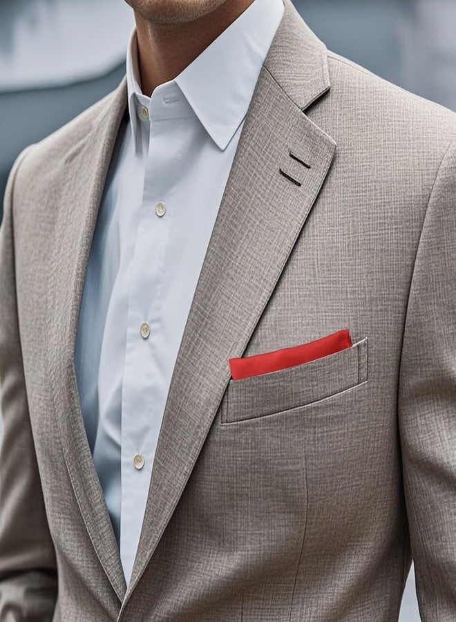 BEWDIO Satin Pocket Squares for Men, Solid Red Boys Handkerchiefs for Wedding Party (62-15M) - Image 3