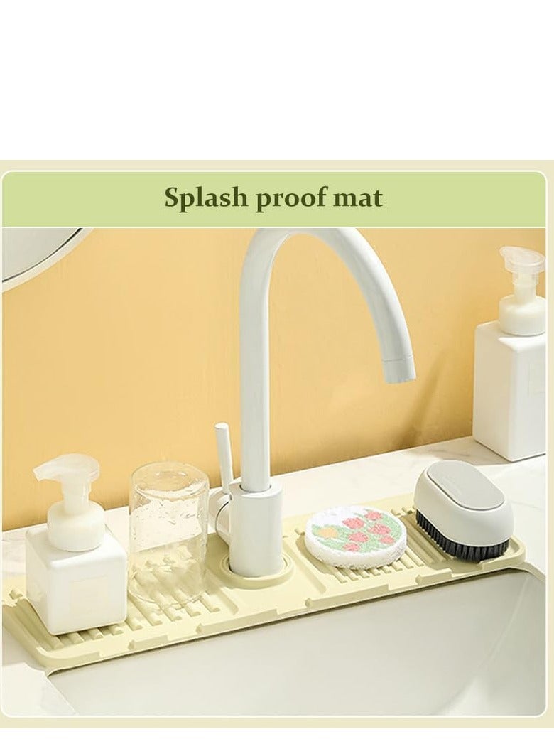 Silicone Faucet Draining Mat for Kitchen Sink, Kitchen Sink Splash Guard Draining Mat Dish Soap Sponge Holder Tray - Image 4