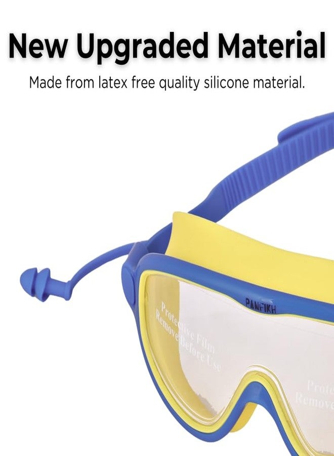 PANFIKH Swimming Goggles for Kids 6-14 Ages with Adjustable Strap Swimming Accessories Clear Lenses Swimming Goggles for Women Swimming Gear - Big Frame Goggle, Leakproof, Anti-Fog (Yellow Blue) - Image 4