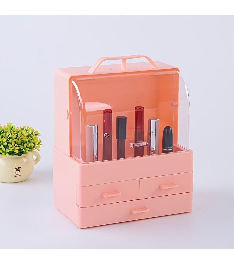 Multi Layered Partitioned Cosmetic Storage Box White Portable Organizer For Women - Image 3