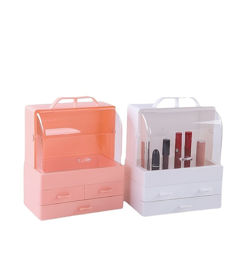 Multi Layered Partitioned Cosmetic Storage Box White Portable Organizer For Women - Image 2