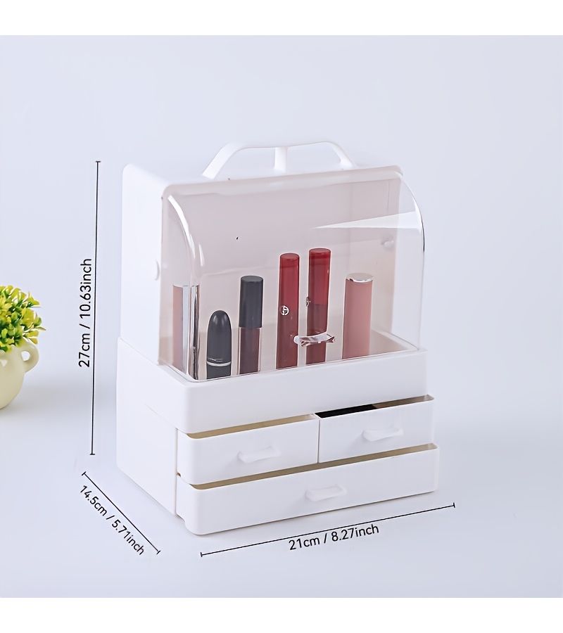 Multi Layered Partitioned Cosmetic Storage Box White Portable Organizer For Women - Image 4