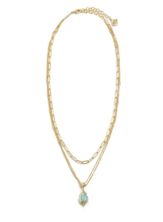Kendra Scott Womens Adriana Scallop Frame Multi Strand Necklace Gold Sky Blue Iridescent Abalone One Size One Size - Image 3
