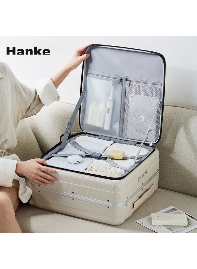 Hanke Luggage Suitcase For Men And Women, Carry-on Travel Case, 18-inch, Bamboo Green, Password Lock, Storefront Front, Openable Lid, Aluminum Frame - Image 1