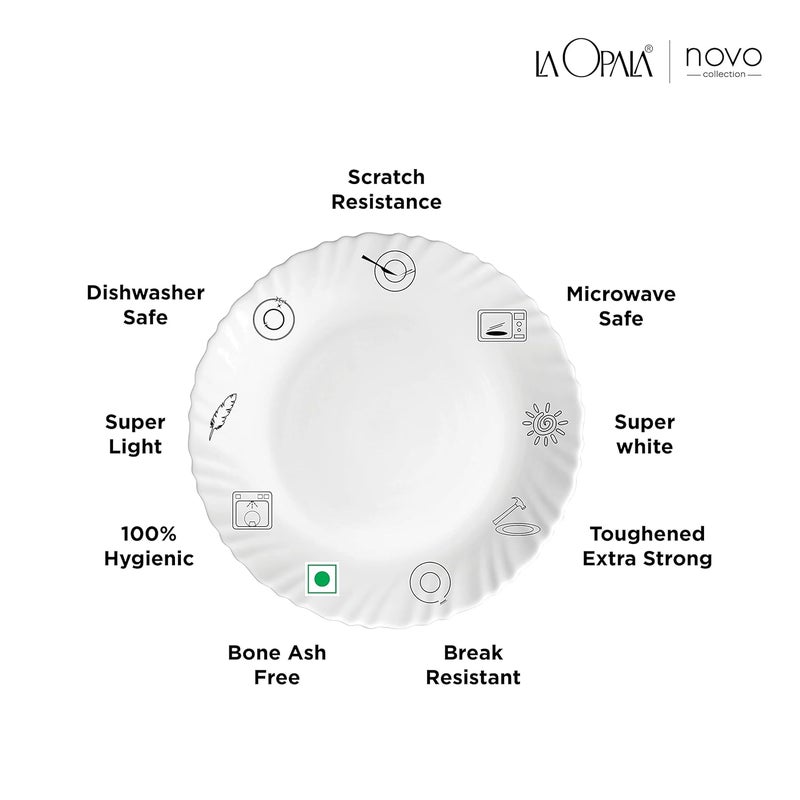 La Opala La Opala Novo Collection Opal Glass Crockery | Quarter Plate Set of 6 | Lush Greens Design | Plates for Snacking & Gifting | Microwave Safe | 100% Vegetarian | Extra Strong | Super Light & White  - Image 3