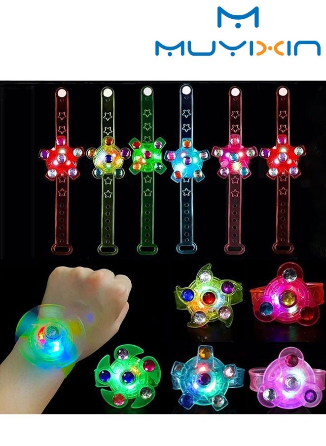 Muyixin 6 Pcs Fidget Spinner LED Light Up Bracelets Party Favors For Kids 4-8 8-12,Glow in The Dark Party Supplies  - Image 1