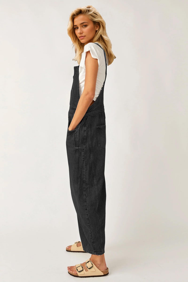 Ladyful Women's Denim Overall Casual Straight Wide Leg Bib Jeans Overall Adjustable Straps Denim Romper Stretch Jumpsuits - Image 3