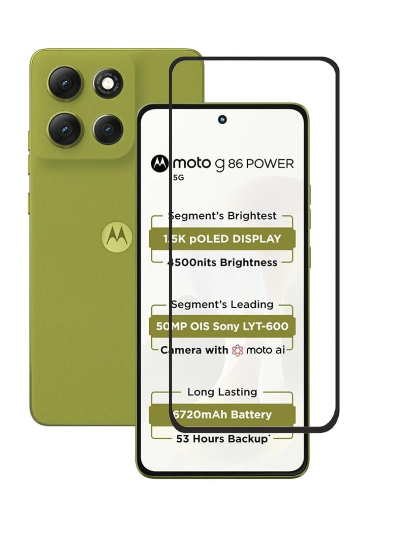 ANDYGLASSES Tempered Glass Screen Protector Compatible For Motorola Moto G86 5G/Moto G86 Power 5G (Black) Edge To Edge Full Screen Coverage With Easy Installation Kit,Pack Of 1 - Image 1