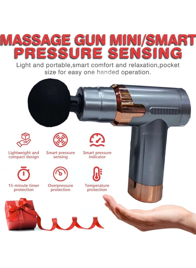 Deep Tissue Massage Gun, Cordless Handheld Muscle Percussion Massager with 6 Speed Levels And 4 Heads, Hand Massager for Shoulder And Back Relaxation Grey.