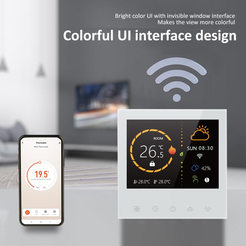 Programmable Smart Thermostat For Home Wireless Remote Control Water Floor Heating Black - Image 5