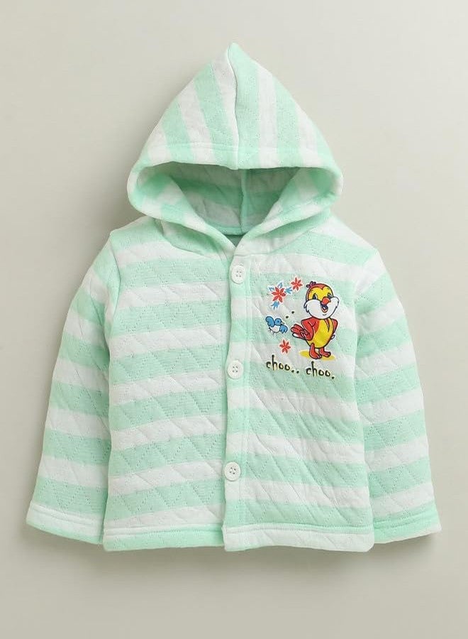 BUMZEE Baby Girls Polyfill Full Sleeves Hooded Front Open Winter Set Mint Green - 0-6 Months (Peb11072B-mgn) - Image 2