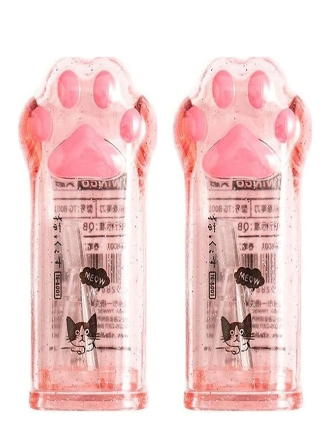 BWESOO 2 PCS Cute Pink Paw Pencil Sharpener Kawaii Supplies Student Prize Kids Gift Kawaii Pencil Sharpener Cat School Supplies for Kids Girls Cat Lovers Office School Home - Image 1