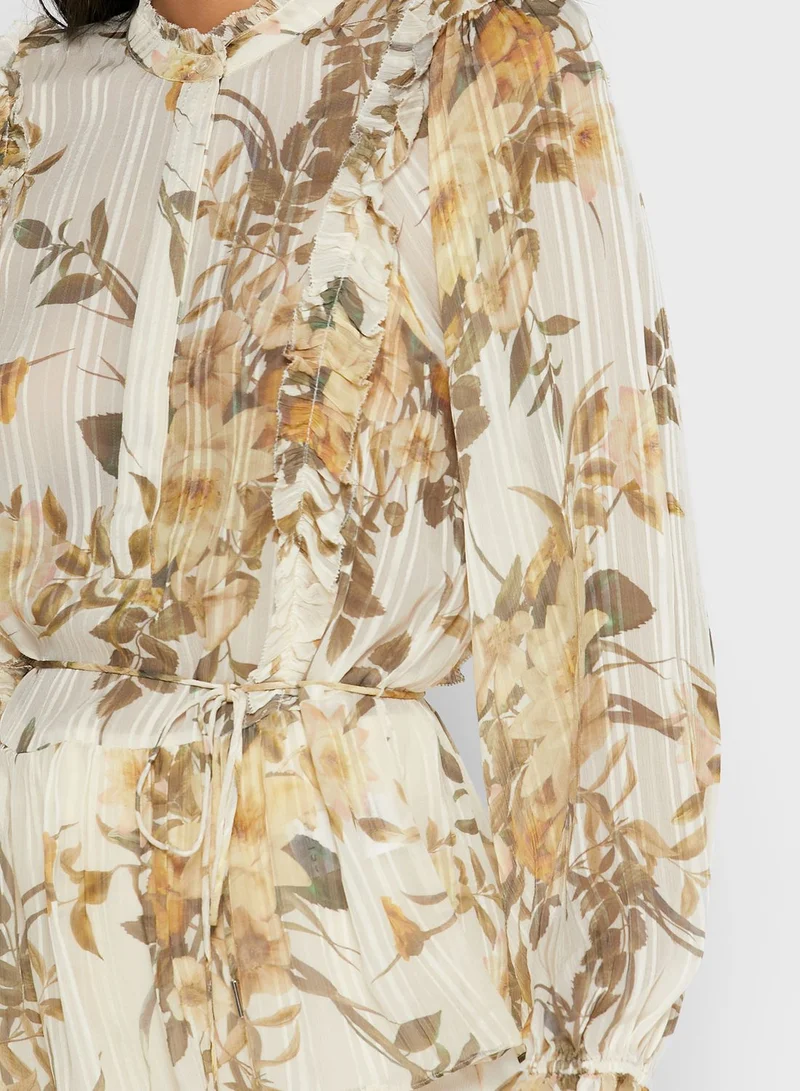 REISS Alandra Floral Print Top