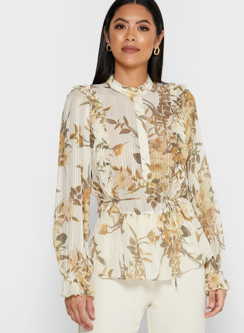 REISS Alandra Floral Print Top
