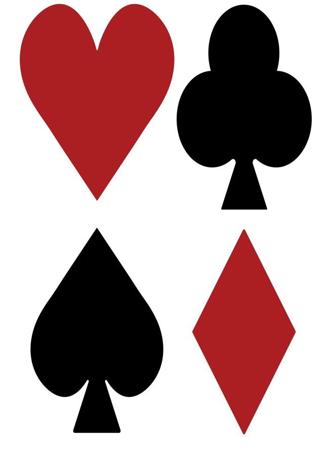 LiteMark Removable Casino Night Decoration | 6 Inch Size | Hearts, Diamonds, Clubs, Spades | 24 Decal Pack
