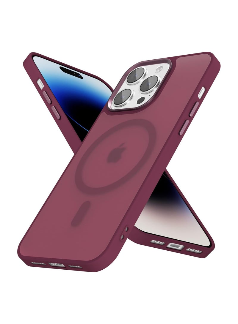 أكاليكس جراب مغناطيسي غير لامع لهاتف iPhone 11 Pro Max، حماية عالية الجودة من السقوط مع شريط مقاوم للصدمات، جراب خلفي شفاف غير لامع للهاتف (أحمر غامق) - Image 1