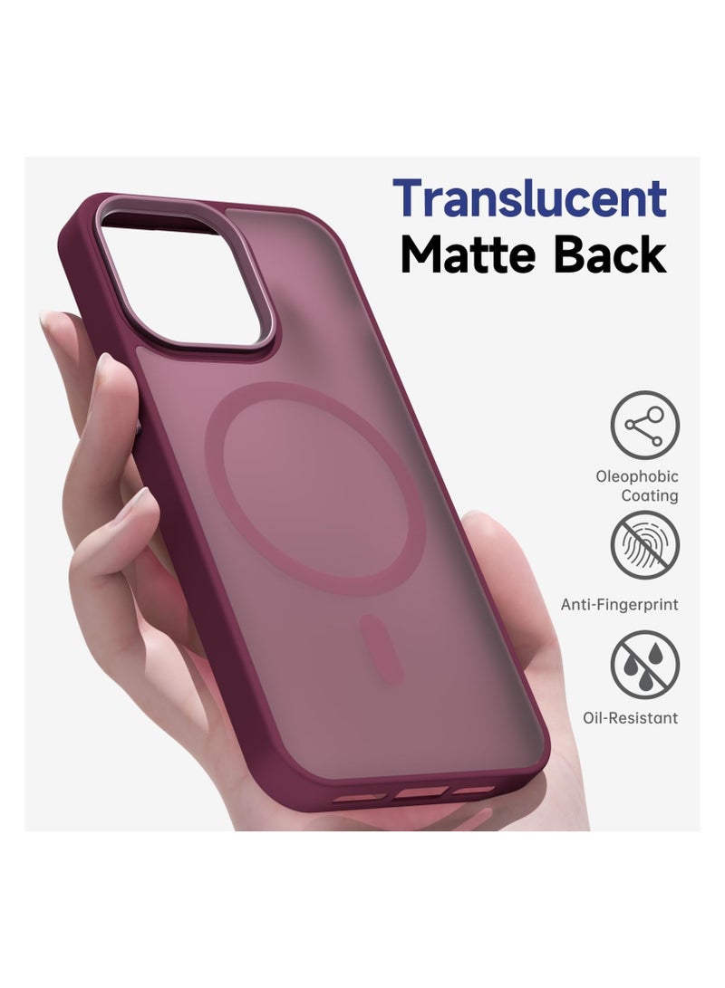 أكاليكس جراب مغناطيسي غير لامع لهاتف iPhone 11 Pro Max، حماية عالية الجودة من السقوط مع شريط مقاوم للصدمات، جراب خلفي شفاف غير لامع للهاتف (أحمر غامق) - Image 2