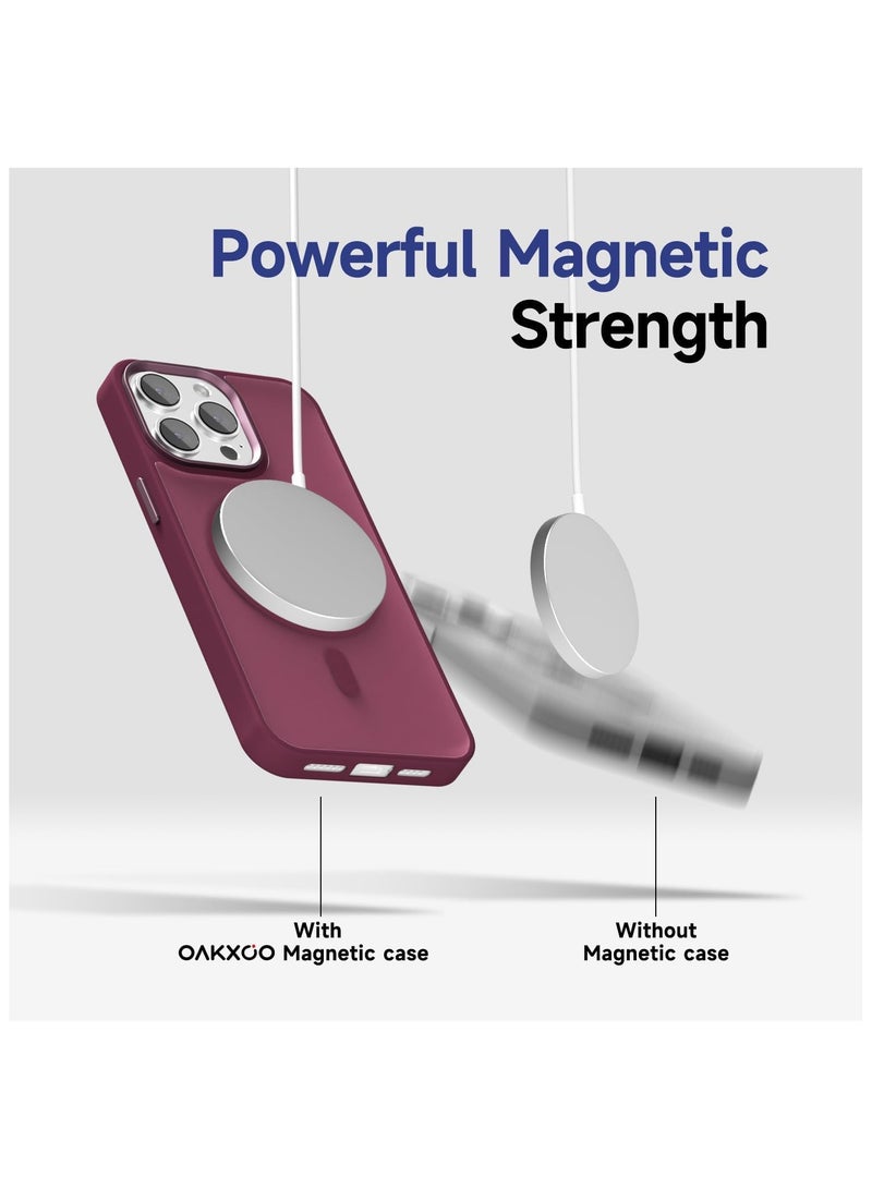 أكاليكس جراب مغناطيسي غير لامع لهاتف iPhone 11 Pro Max، حماية عالية الجودة من السقوط مع شريط مقاوم للصدمات، جراب خلفي شفاف غير لامع للهاتف (أحمر غامق) - Image 5
