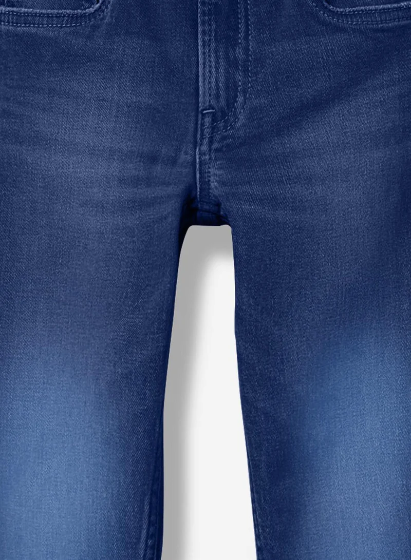 Bonkids Regular Printed Blue Cotton Jeans For Boys Pull On 100 % Cotton