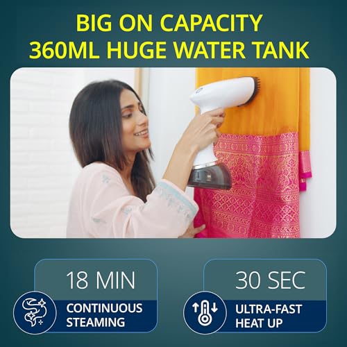 Balzano Garment Steamer 1700W for Clothes | Portable Handheld Steamer Iron | 360ml Tank, 30s Heat-Up, 28g Continuous Steam | Horizontal/Vertical Use | Easy Refill, Fabric Brush (White) - Image 3