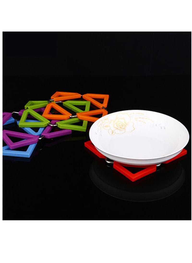Y&D - Set of 5 Silicone Trivet Mat Expandable Hot Pot Holder with Stainless Steel Frame for Home Kitchen Heat Resistant Insulated Pads Coasters Table Dish Tableware Placemat Pans Bowls - Image 1