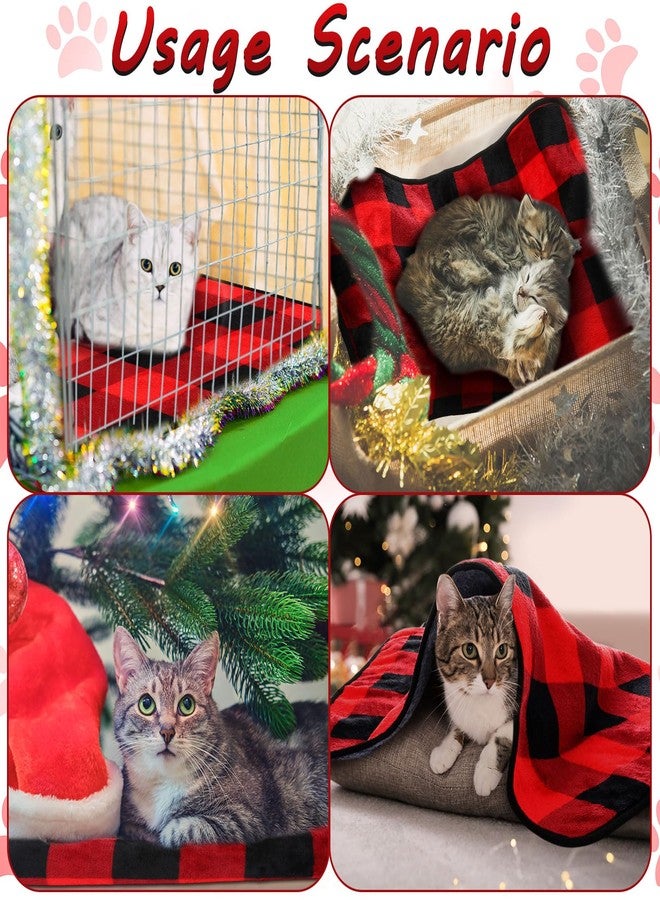 Reginary 4 Pcs Waterproof Guinea Pig Blankets Washable Small Animal Fleece Bedding Absorbent Guinea Pig Cage Liners Reusable Pet Pee Pad Sleep Mat for Hamster Ferret(Christmas Plaid,24 x 16 Inch) - Image 5