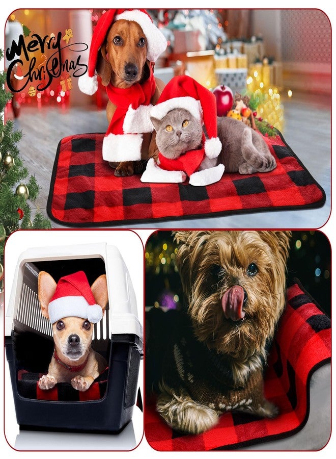 Reginary 4 Pcs Waterproof Guinea Pig Blankets Washable Small Animal Fleece Bedding Absorbent Guinea Pig Cage Liners Reusable Pet Pee Pad Sleep Mat for Hamster Ferret(Christmas Plaid,24 x 16 Inch) - Image 4