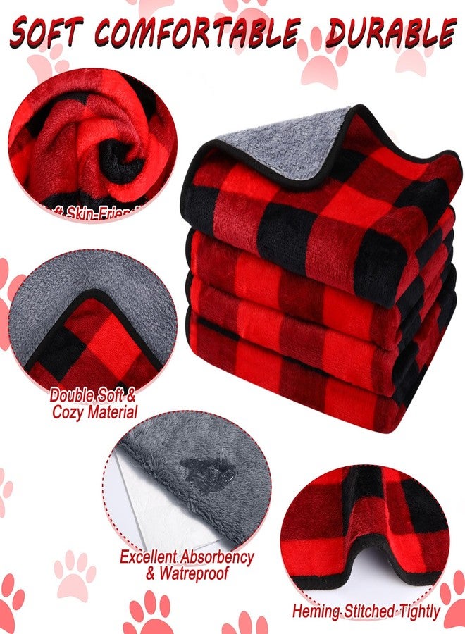 Reginary 4 Pcs Waterproof Guinea Pig Blankets Washable Small Animal Fleece Bedding Absorbent Guinea Pig Cage Liners Reusable Pet Pee Pad Sleep Mat for Hamster Ferret(Christmas Plaid,24 x 16 Inch) - Image 3