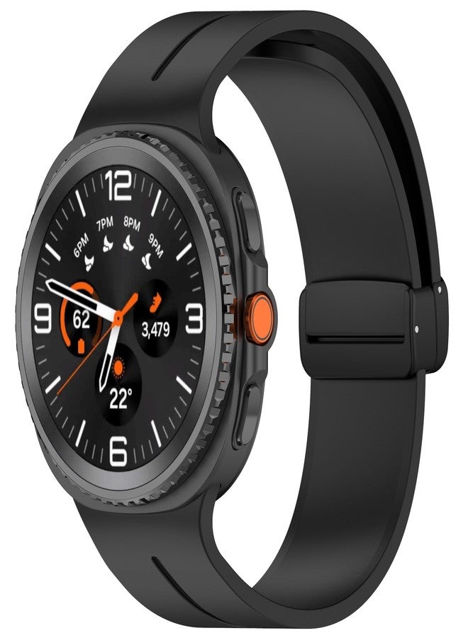 KONAFEI Sport Band Compatible with Samsung Galaxy Watch 8 40mm/44mm/Classic 46mm 2025, Soft Silicone Strap with Magnetic Buckle for Men Women (Black) - Image 1