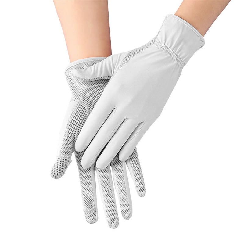 Women’s Sun Protection Gloves – WhiteDrawstring Style, UV Block, Driving, Driving Gloves