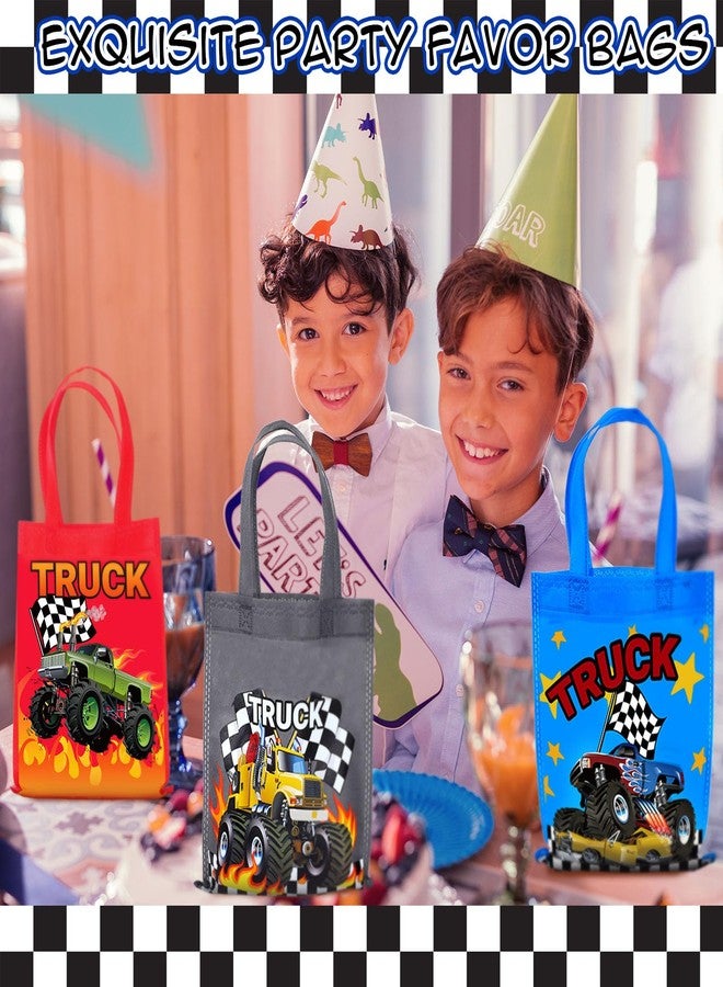 Amylove 24 Pcs Kart Reusable Gift Bags Truck Birthday Party Supplies Non Woven Goodie Bags for Kids Reusable Tote with Handles Candy Treat Kart Snack Bag for Boys Kids Truck Party Favors(Colorful) - Image 2