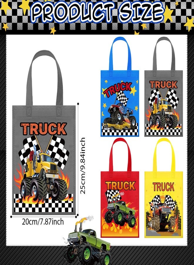 Amylove 24 Pcs Kart Reusable Gift Bags Truck Birthday Party Supplies Non Woven Goodie Bags for Kids Reusable Tote with Handles Candy Treat Kart Snack Bag for Boys Kids Truck Party Favors(Colorful) - Image 4