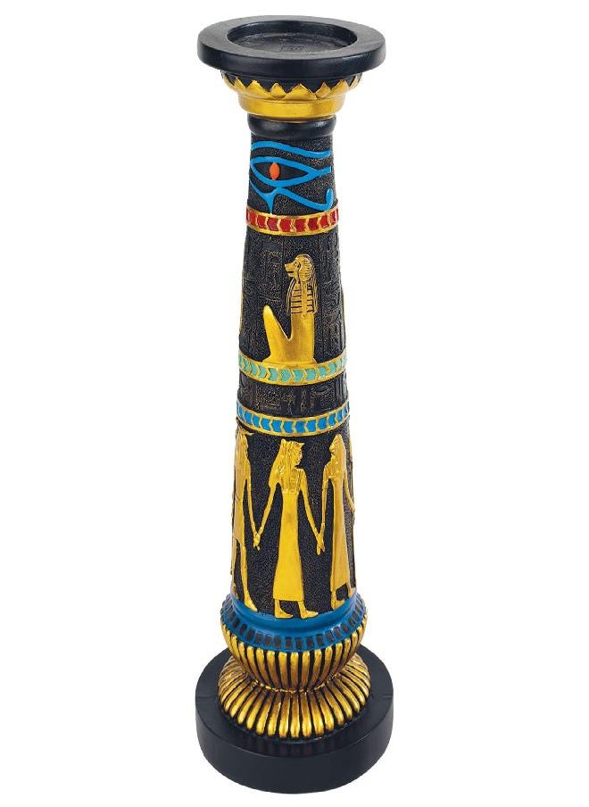 Design Toscano Design Toscano Temple of Luxor Amenhotep Egyptian Candlestick Candle Holder Statue, 9 Inch, Black and Gold  - Image 3